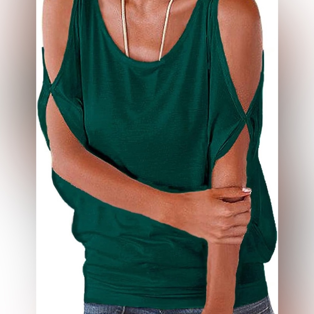Emerald Green Cold Shoulder Top